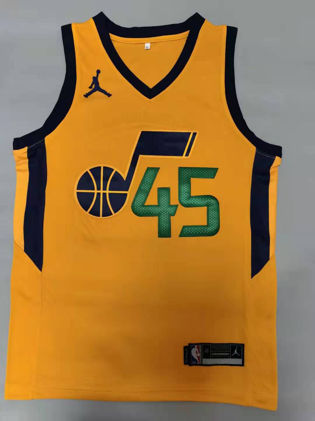 Men Utah Jazz #45 Mitchell Yellow 2021 Game NBA Jerseys
